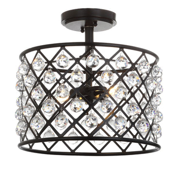 Gabrielle 14.5" Crystal/Metal LED Semi Flush Mount - JONATHAN Y